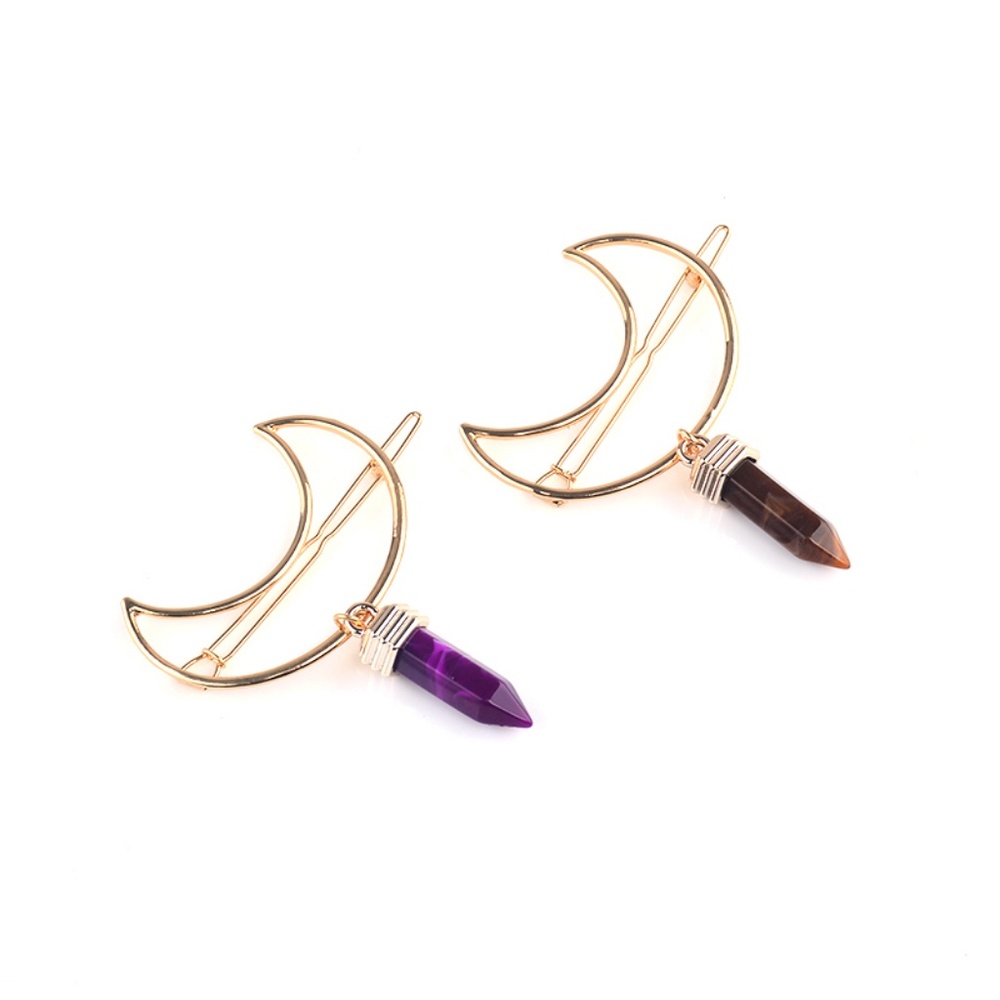 Amethyst (purple) Moon Drop Hair Clip - Picture 2 of 4